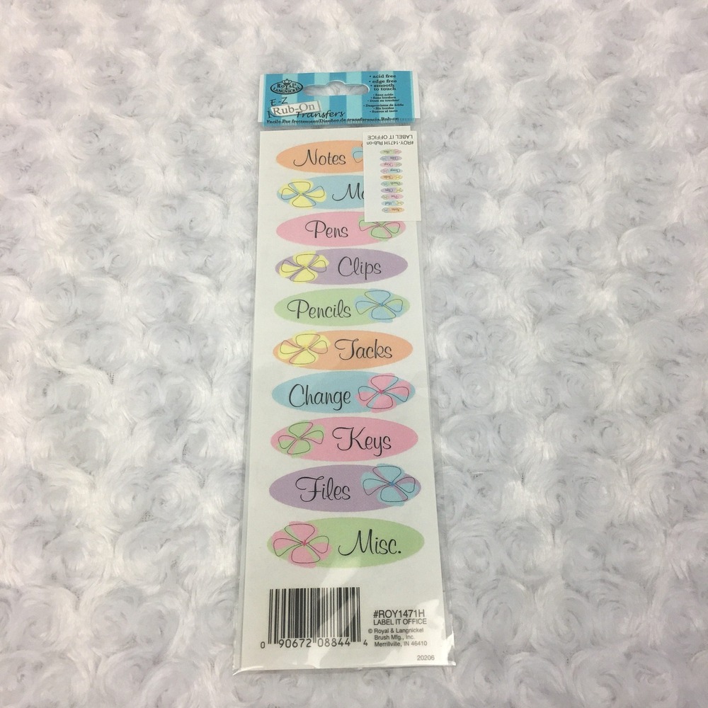 Royal & Langnickel EZ Rub On Transfers‎ Label It Office Oval Colorful Labels